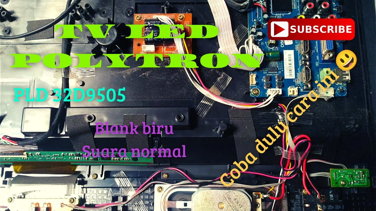 Servis tv led polytron pld32d9505 blank biru
