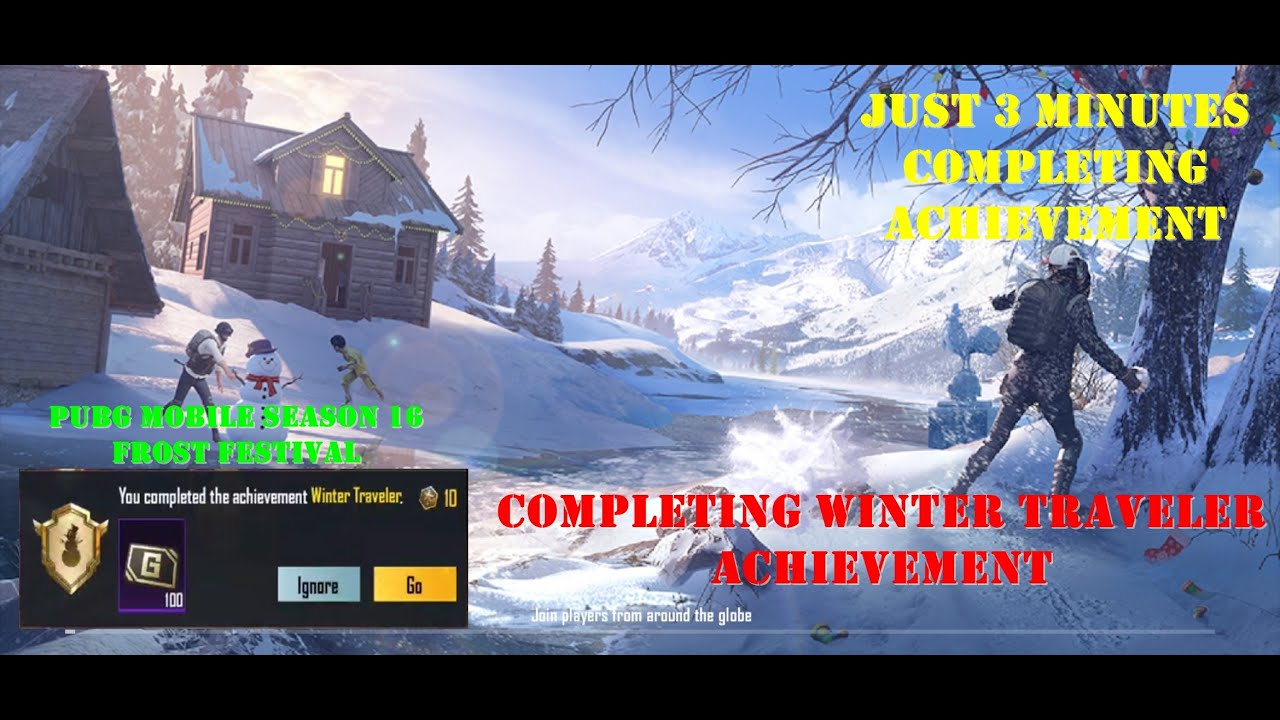 PUBG MOBILE SEASON 16 | COMPLETING WINTER TRAVELER ACHIEVEMENT IN 3 MINUTES | FROST FESTIVAL