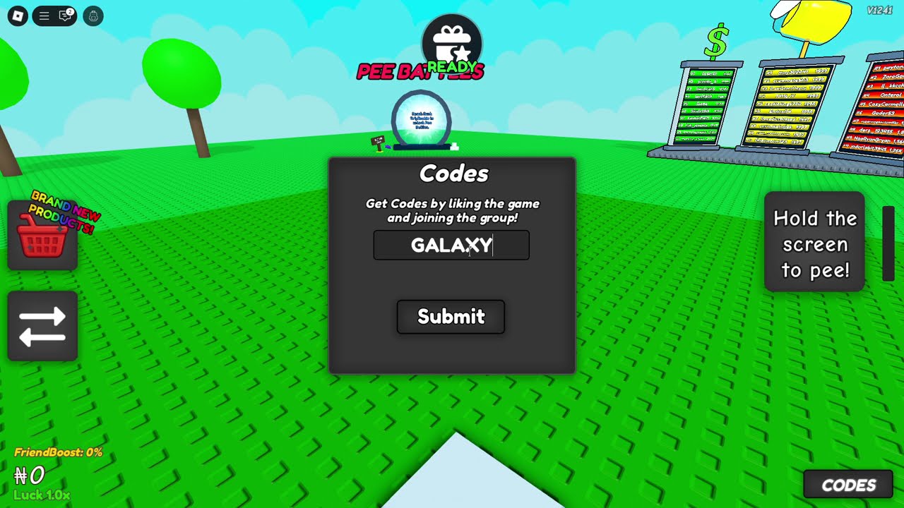 NEW ALL WORKING CODES THE PEE GAME IN 2025! ROBLOX THE PEE GAME CODES