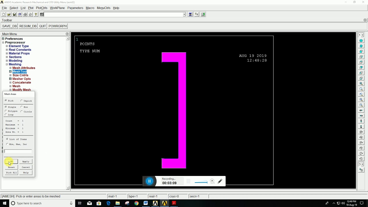 ANSYS APDL Closed pressure vessel problem3 axisymmetric