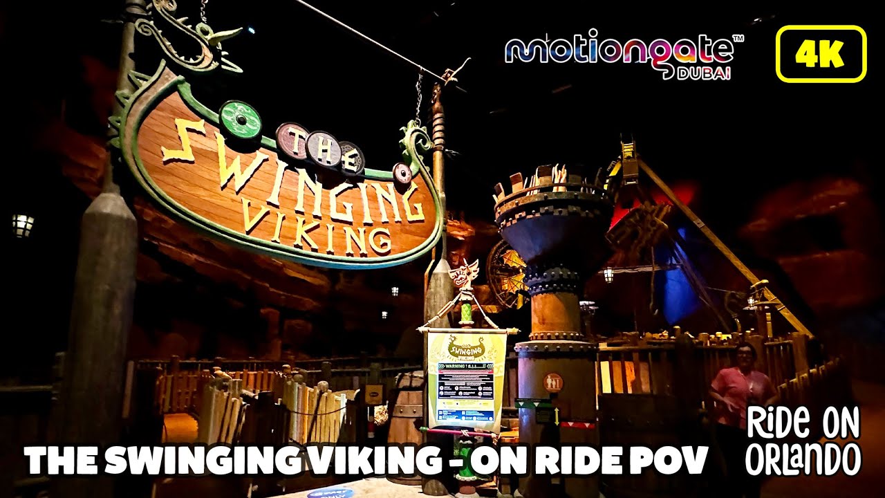 The Swinging Viking at Motiongate Dubai - On Ride POV 4K 60 FPS - Swinging Ship Ride