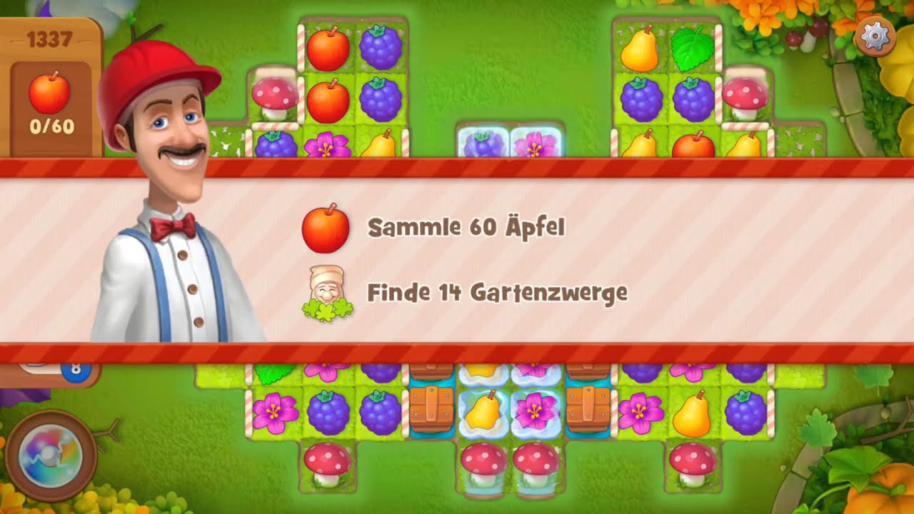 Gardenscapes Level 1337 Lösung / Help / Solution - Mobil Handy Spiel Gameplay Let's Play