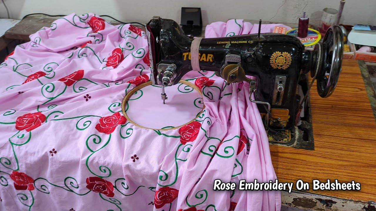 Old Manual Embroidery Machine Ka Kamaal | Bedsheet Design 🌹