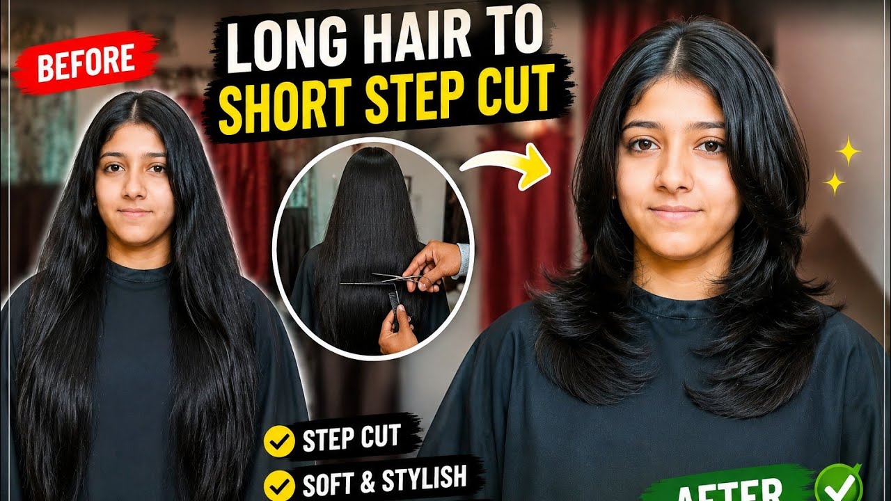 Indian girl long hair to convert short hair cut  at Home 🏡 😍 👌 😋 
