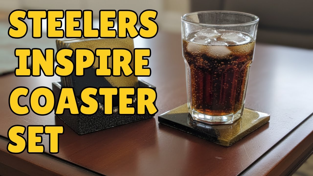 #2 COASTING THROUGH THE WEEK COLLABORATION:  Steelers Inspired Resin Coaster Set