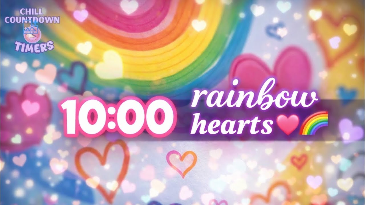 10 Minute Countdown Timer ⏱️ | Chill Hearts Background | Relaxing Visual Timer