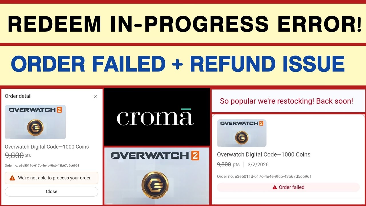 Microsoft Rewards Overwatch Gift Card Remove | Redeem In-Progress, Croma Cards Out of Stock