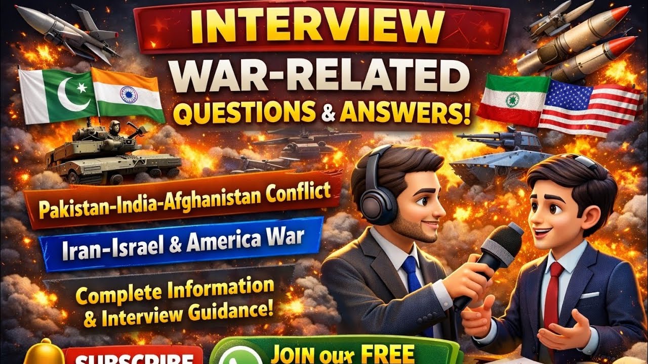 Interview Questions & Answers: War Topics- Pakistan, India & Afghanistan Conflict Iran, Israel & USA
