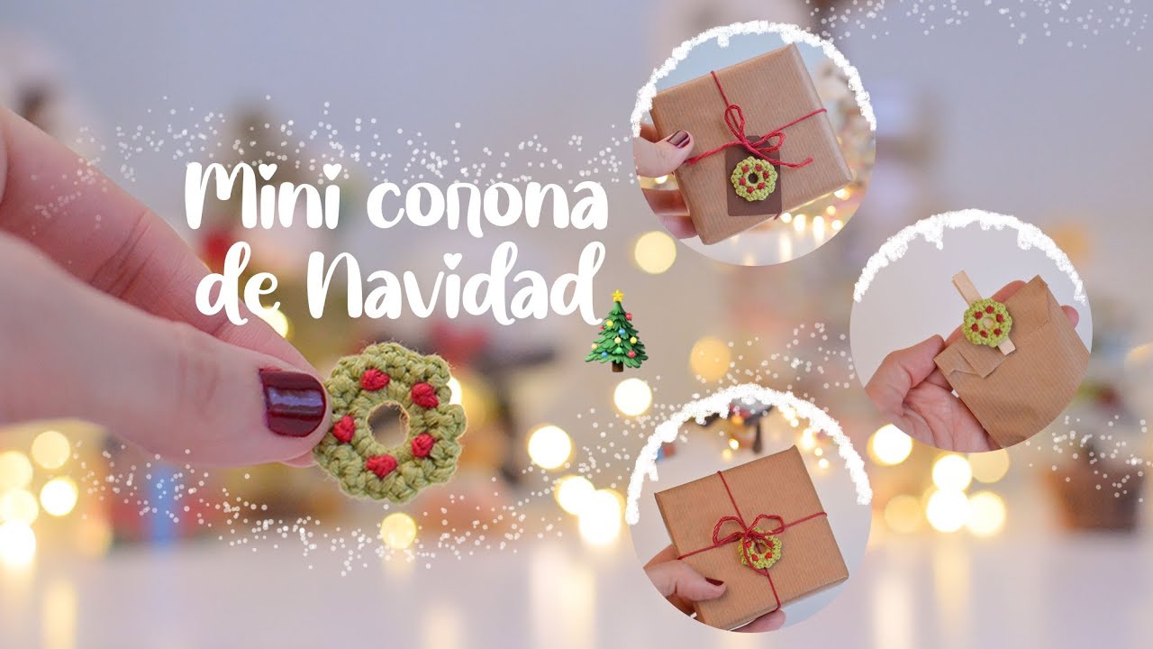 Mini Corona de Navidad🎄| Decora tus regalos de Navidad dándole un toque especial✨|patrones navideños
