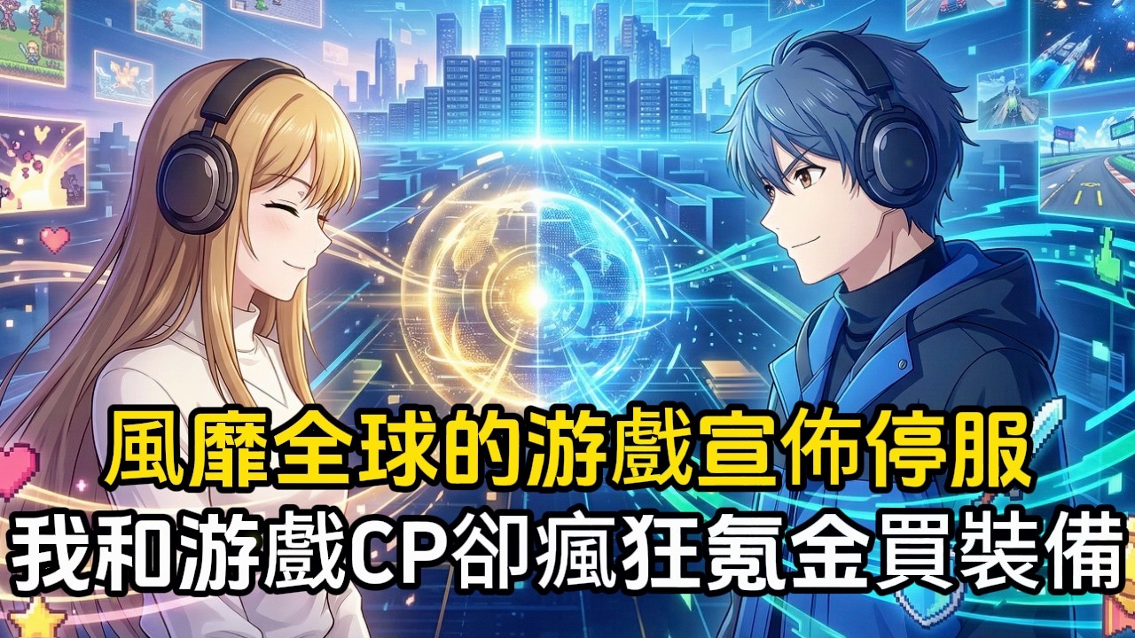 黨風靡全球的游戲宣佈停服，所有人都在抛售裝備時，我和游戲CP卻瘋狂氪金買裝備，只因游戲即將降臨現實#動漫 #漫畫 #二次元 #戀愛