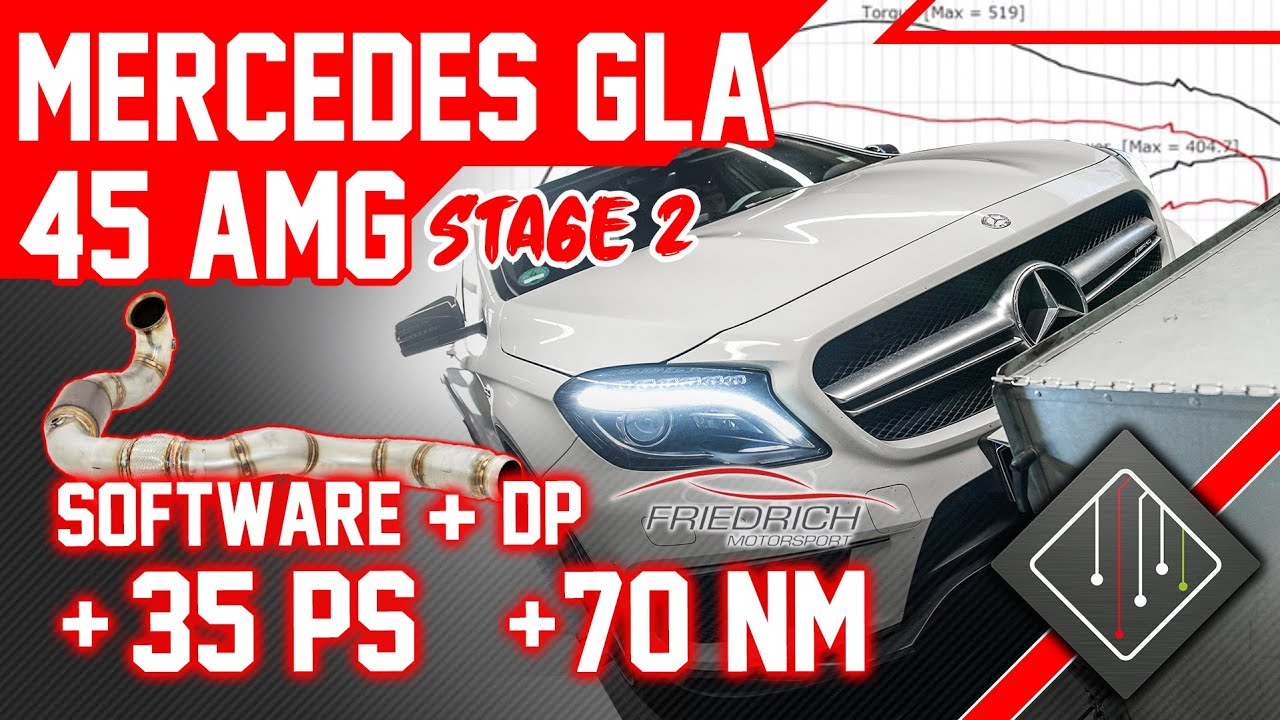 Mercedes-Benz GLA 45 AMG 2.0 Turbo Stage 2 | Chiptuning - Dyno - 100-200 | mcchip-dkr