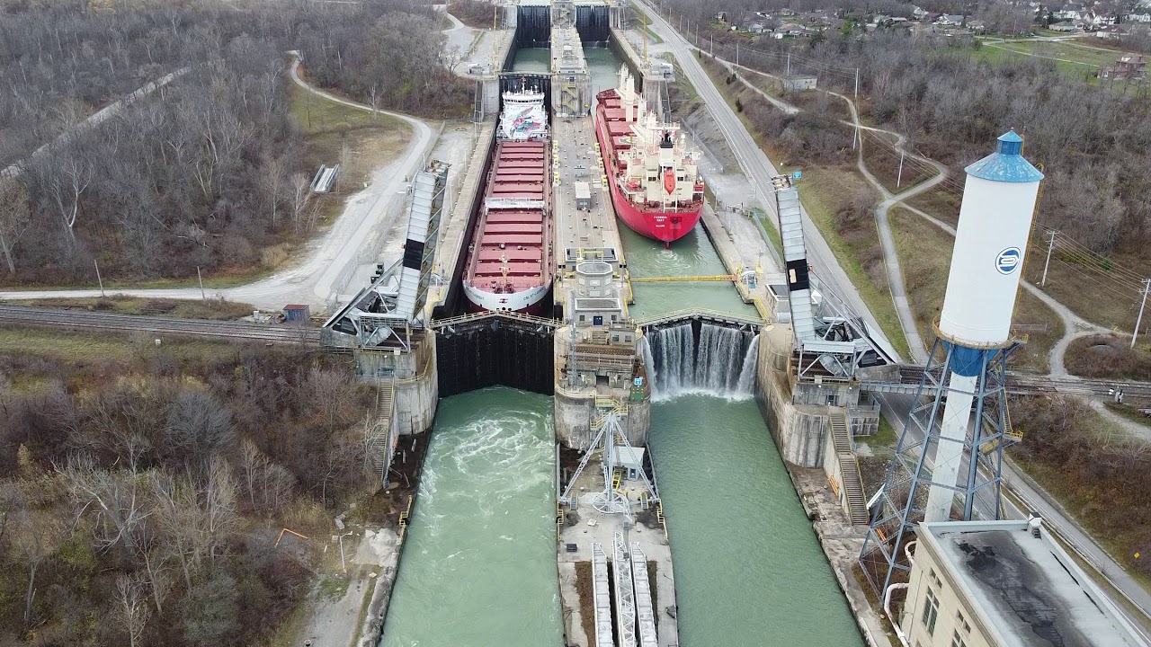 Welland Ship Canal - Lock 4 and Bridge 6 - Downbound & Upbound Part 1 of 5 - 11212020