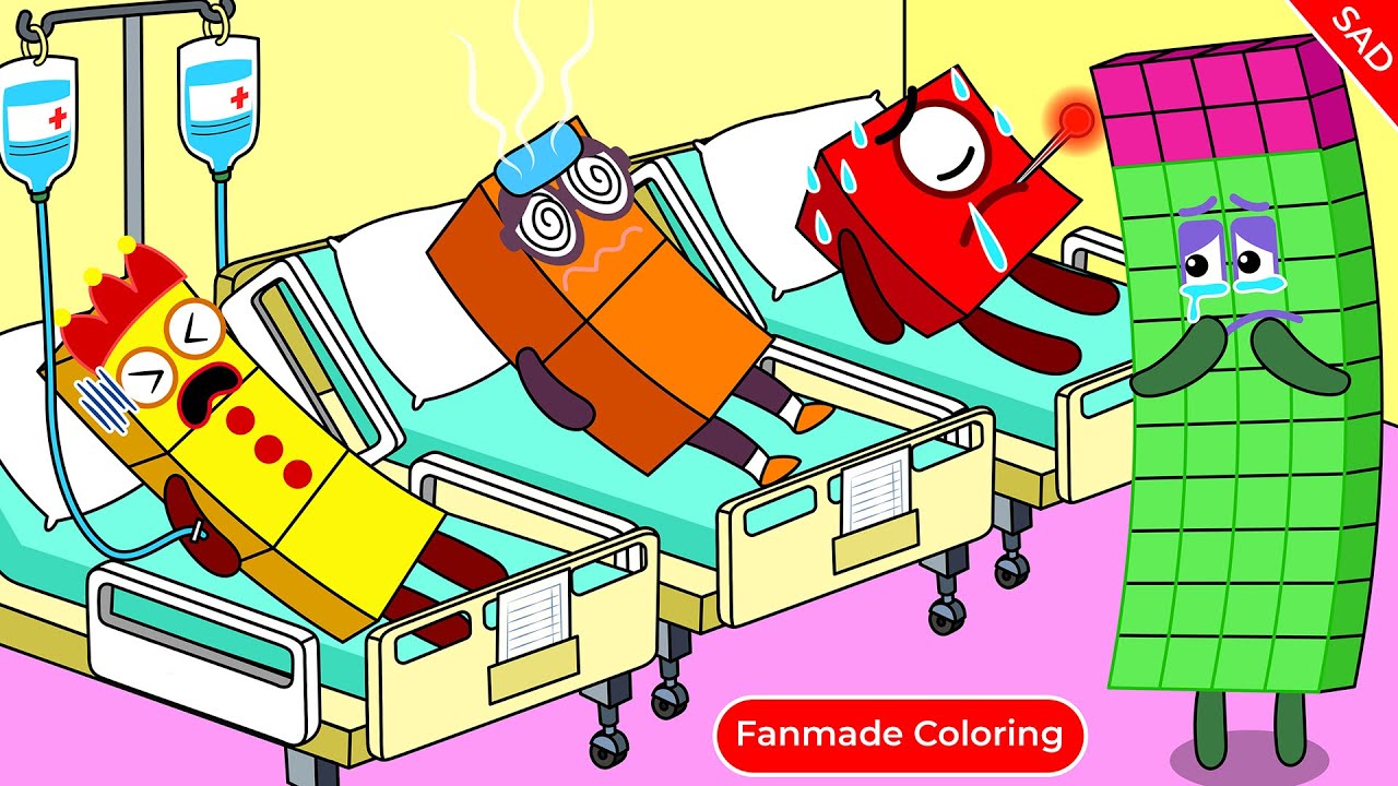 Uh Oh! NB 1 2 3 Got Sick! Numberblocks Fanmade Coloring Story