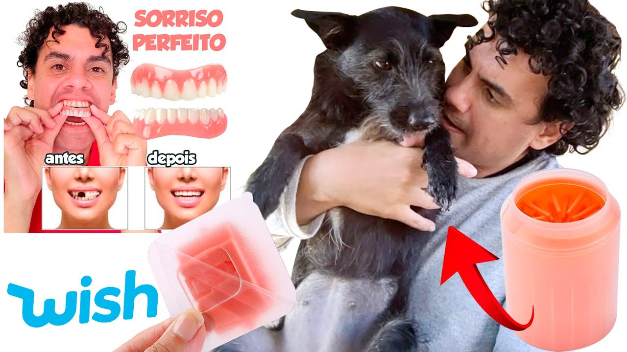 TESTANDO O POTINHO DE LIMPAR PATA DE CACHORRO, DENTADURA PERFEITA DA WISH...  - Fubá online