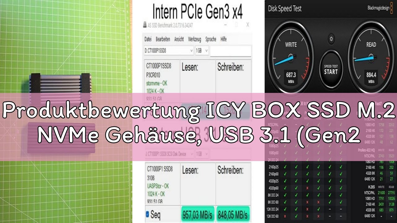 Produktbewertung ICY BOX SSD M.2 NVMe Gehäuse, USB 3.1 (Gen2, 10 Gbit/s), Kühlsystem, USB-C, USB-A,