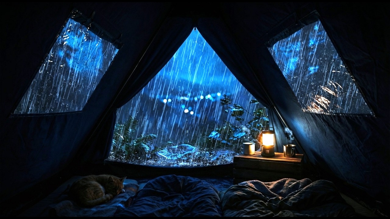 🔴 Rain Sounds Around a Remote Forest Shelter During a Long and Peaceful Rainy Night