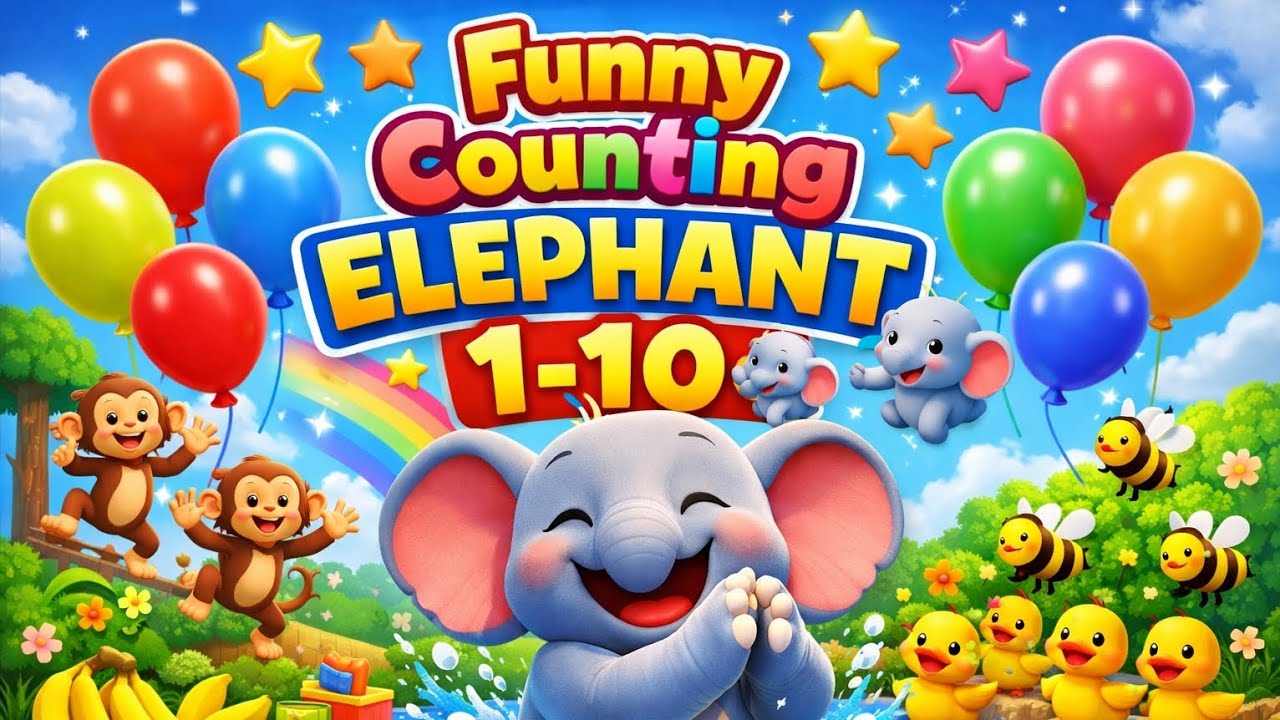 Funny Counting Song for Kids | Learn 1-10 with Elephant 🐘 | Educational & Fun Kids Rhyme