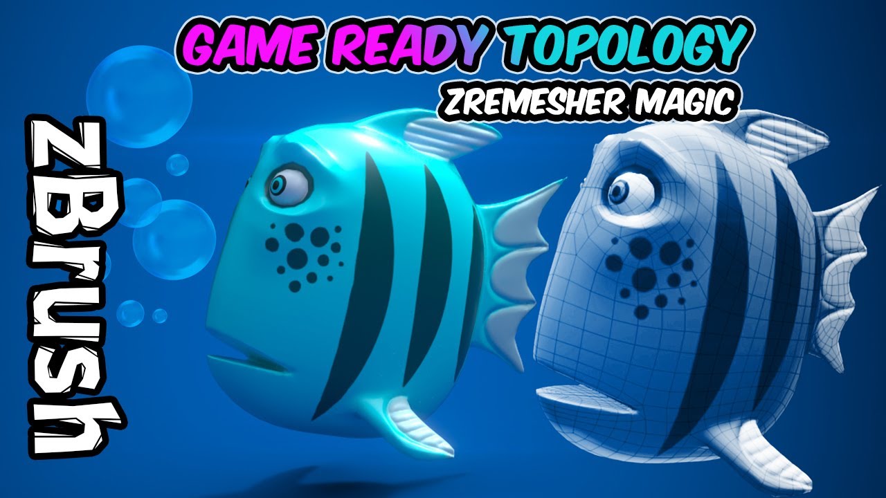 High Res to Low Poly Game Ready using zRemesher in zBrush