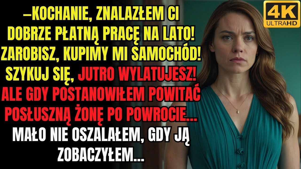 Mąż znalazł żonie pracę na lato, żeby zarobiła pieniądze na samochód, ale kiedy zobaczył ją po