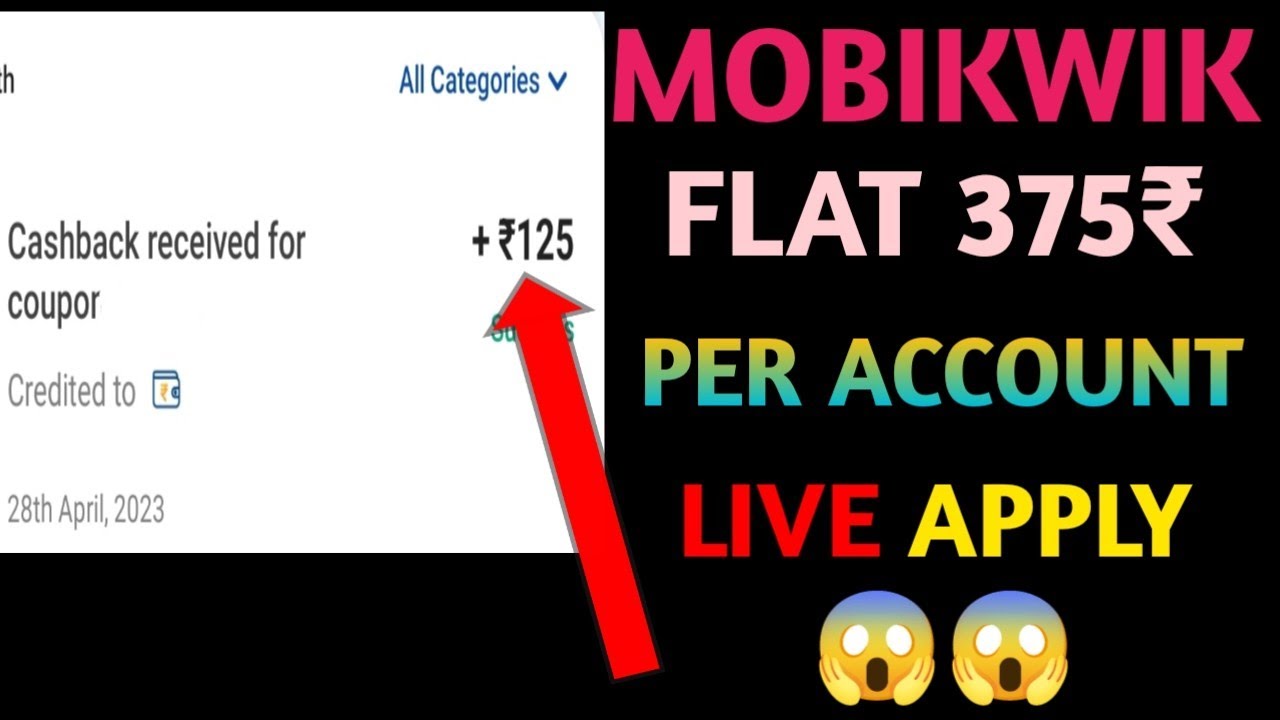 [Expired] Mobikwik Flat 375₹ Loot || Huge loot for All user ||LIVE APPLY||  New loot offer Today