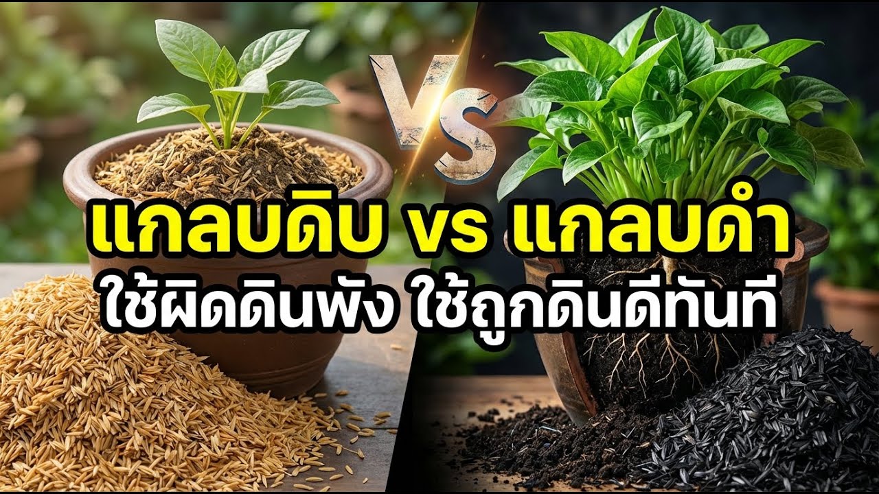 แกลบดิบ VS แกลบดำ ใช้ผิดดินพัง ใช้ถูกดินดีทันที | เกษตรอินทรีย์