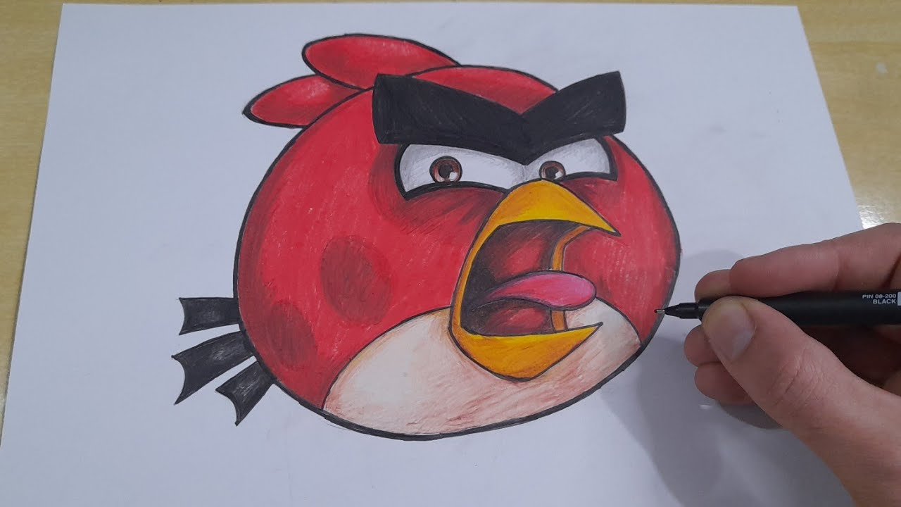 COMO DESENHAR o RED personagem do ANGRY BIRDS passo a passo