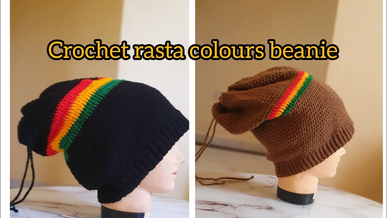 Crochet rasta colour beanie tutorial