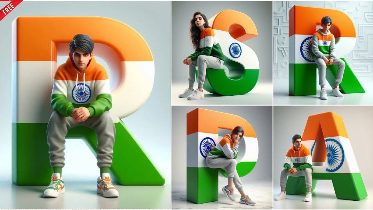 15 August 3D Name First Letter Ai Photo Editing | Independence Day Ai Photo Editing | Bing Ai Image
