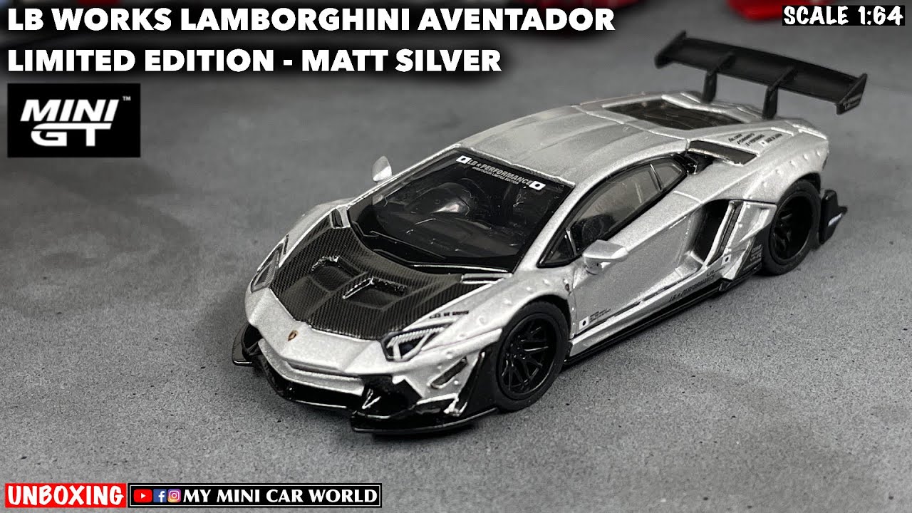 『MY MINI CAR WORLD』UNBOXING MINI GT 1/64 LB WORKS LAMBORGHINI AVENTADOR LIMITED EDITION-MATT SILVER