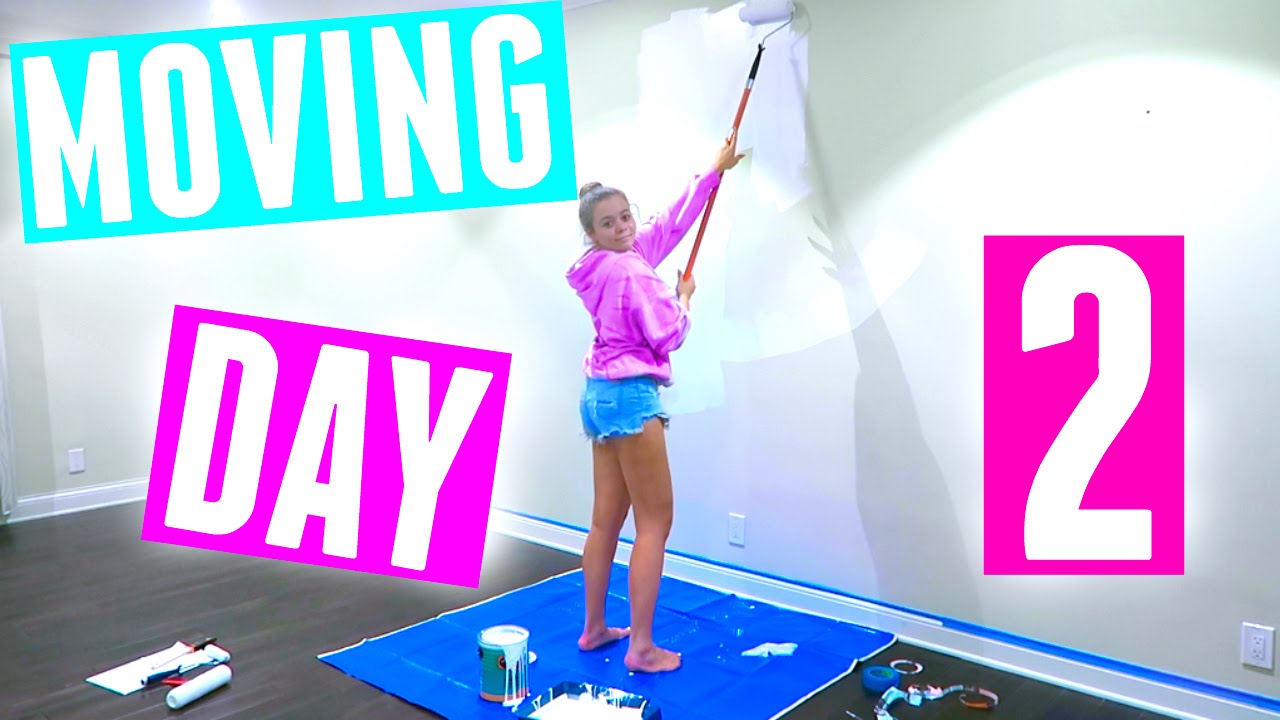 TRYING TO PAINT MY NEW ROOM! MOVING DAY 2 | HeyItsSarai