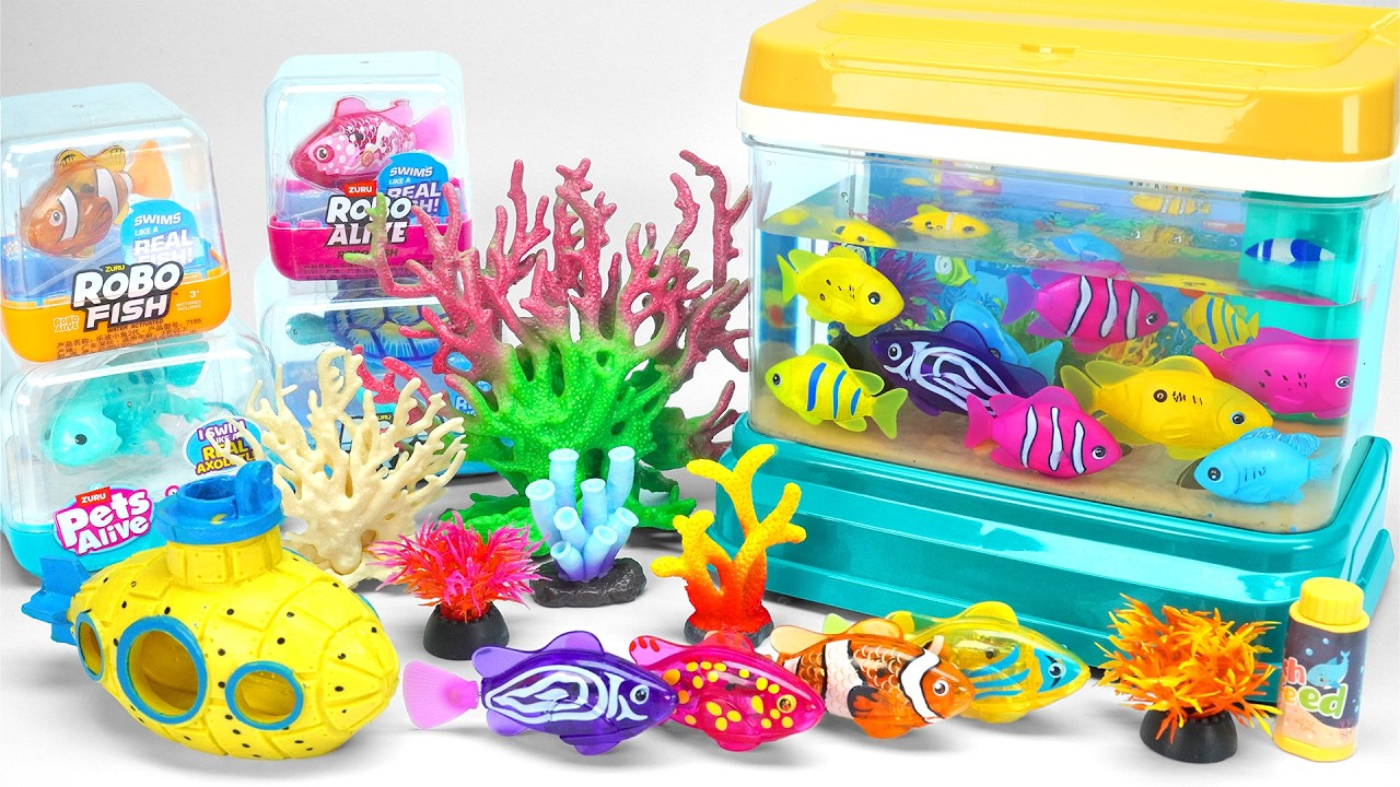 Ultimate ROBO Fish Aquarium Toy Set , Satisfying Unboxing Colorful Fish Review