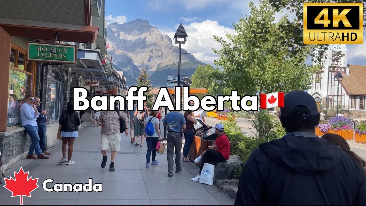 Banff Walking Tour – Canada’s prettiest Town in Summer 4K (Aug 2025) 🇨🇦