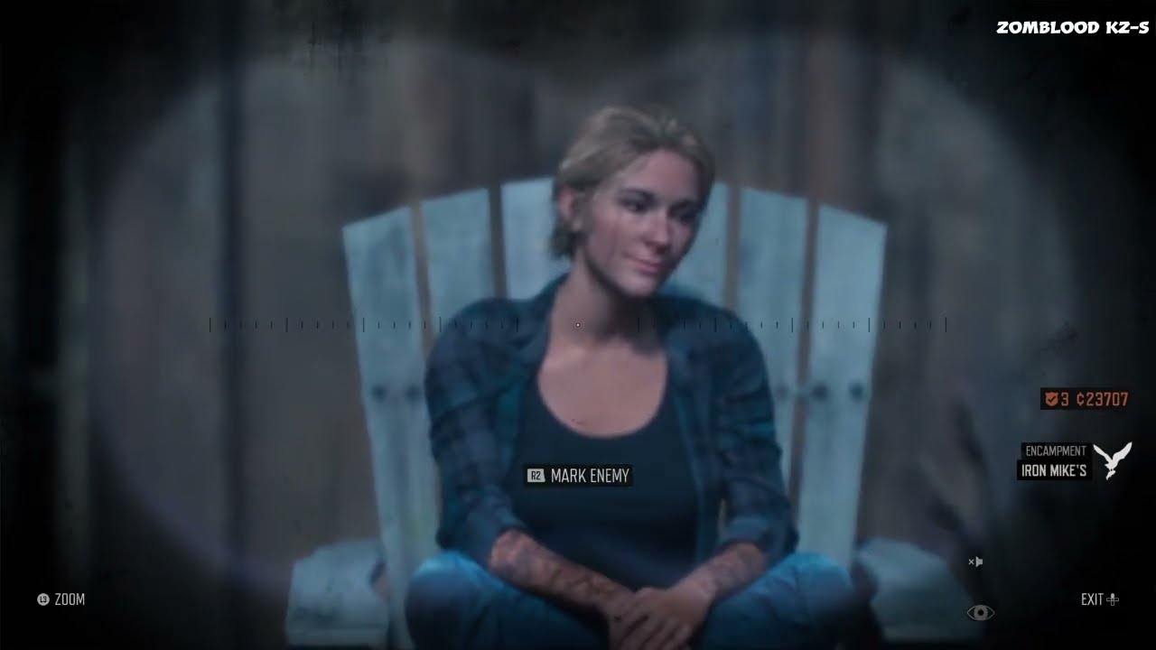 Sarah Whitaker and Boozer after finishing the game - Days Gone