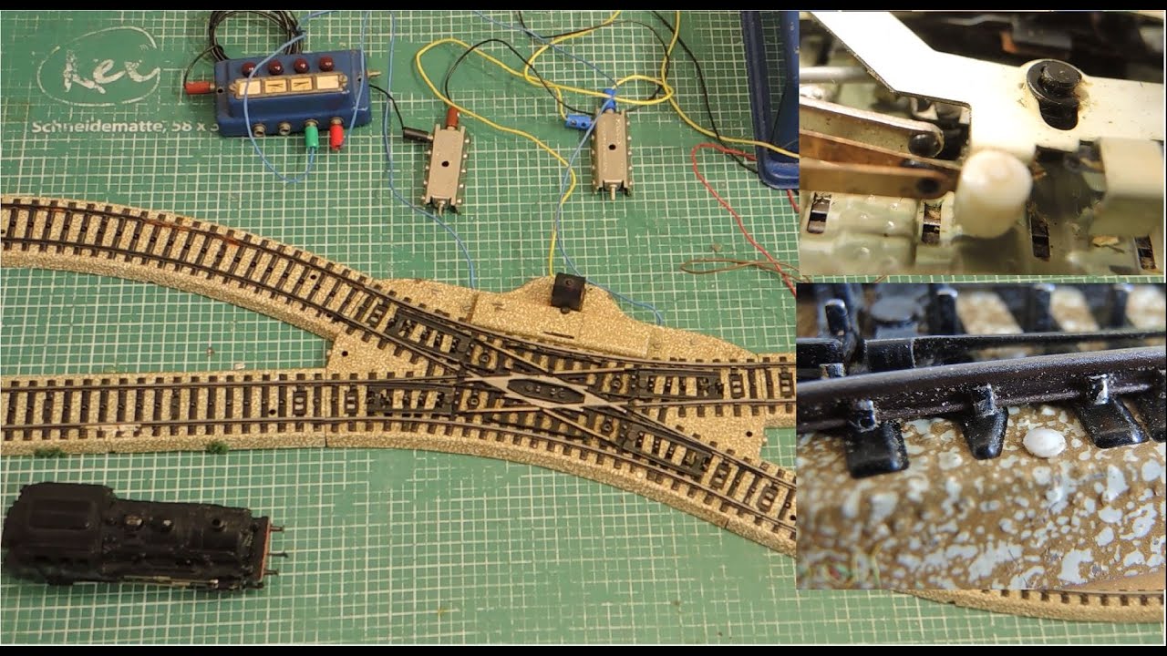 Märklin analog: Der Schalter in der Kreuzungsweiche DKW 5128 - und Update Oberleitung 1938 bis 2000