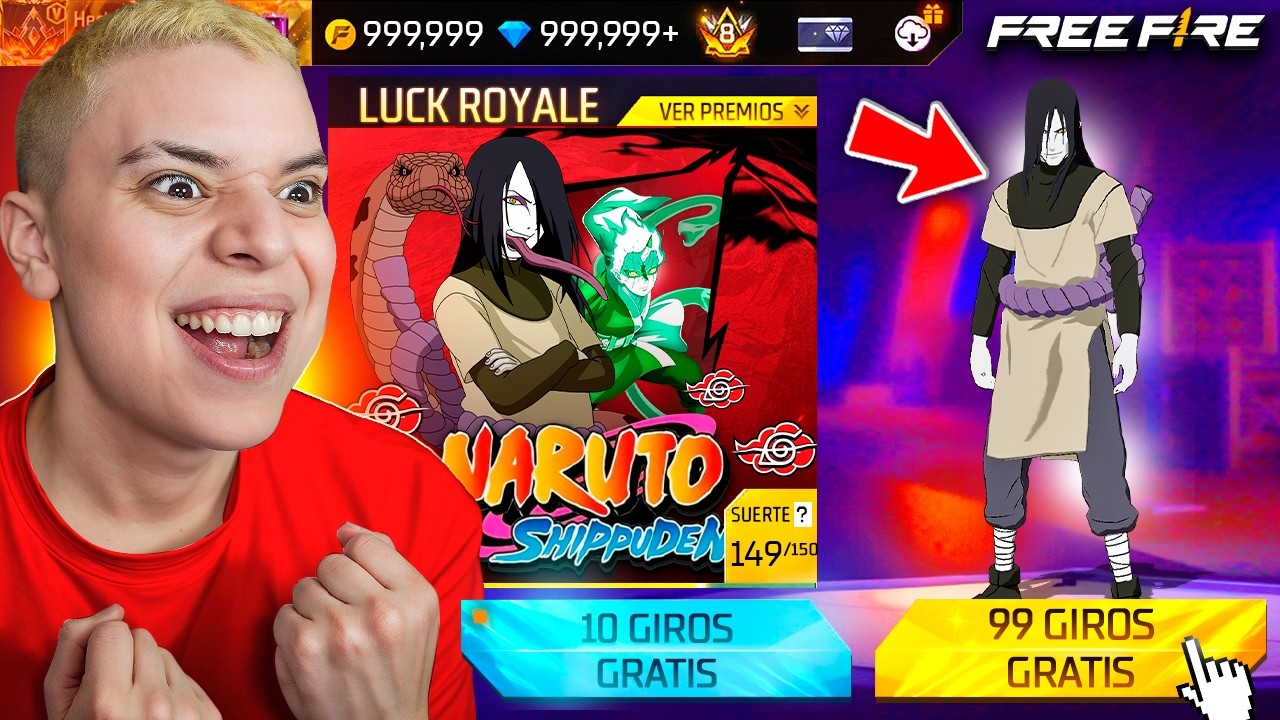 ¡CONSEGUI FACIL Y RAPIDO A OROCHIMARU EN FREE FIRE! 🔥 NARUTO X FREE FIRE !