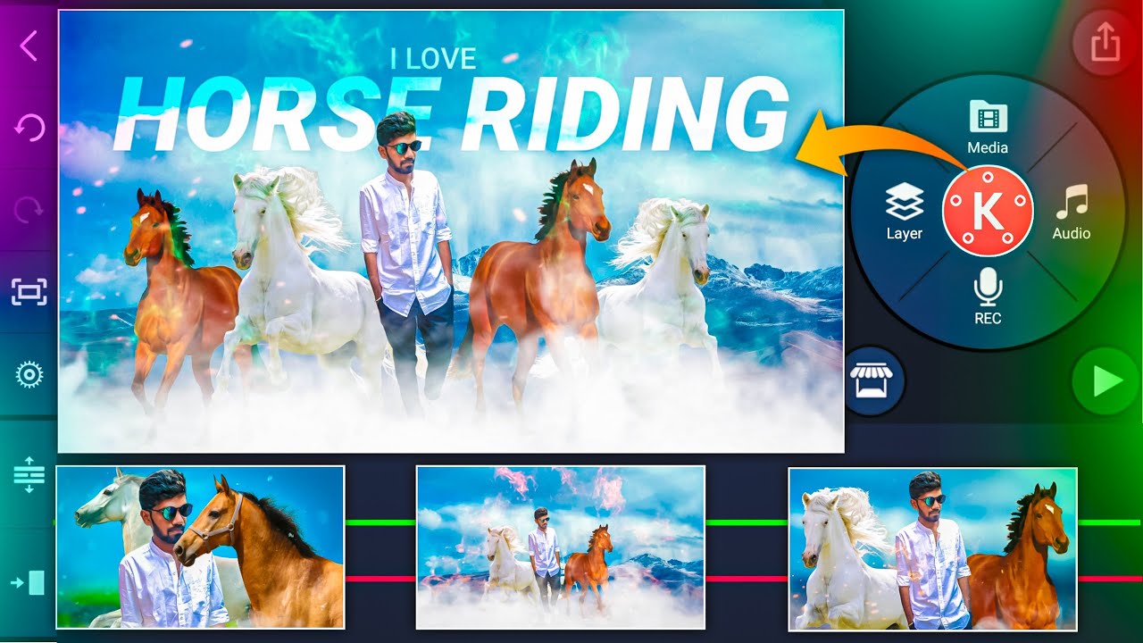 Horse editing with photo using kinemaster key animation in telugu