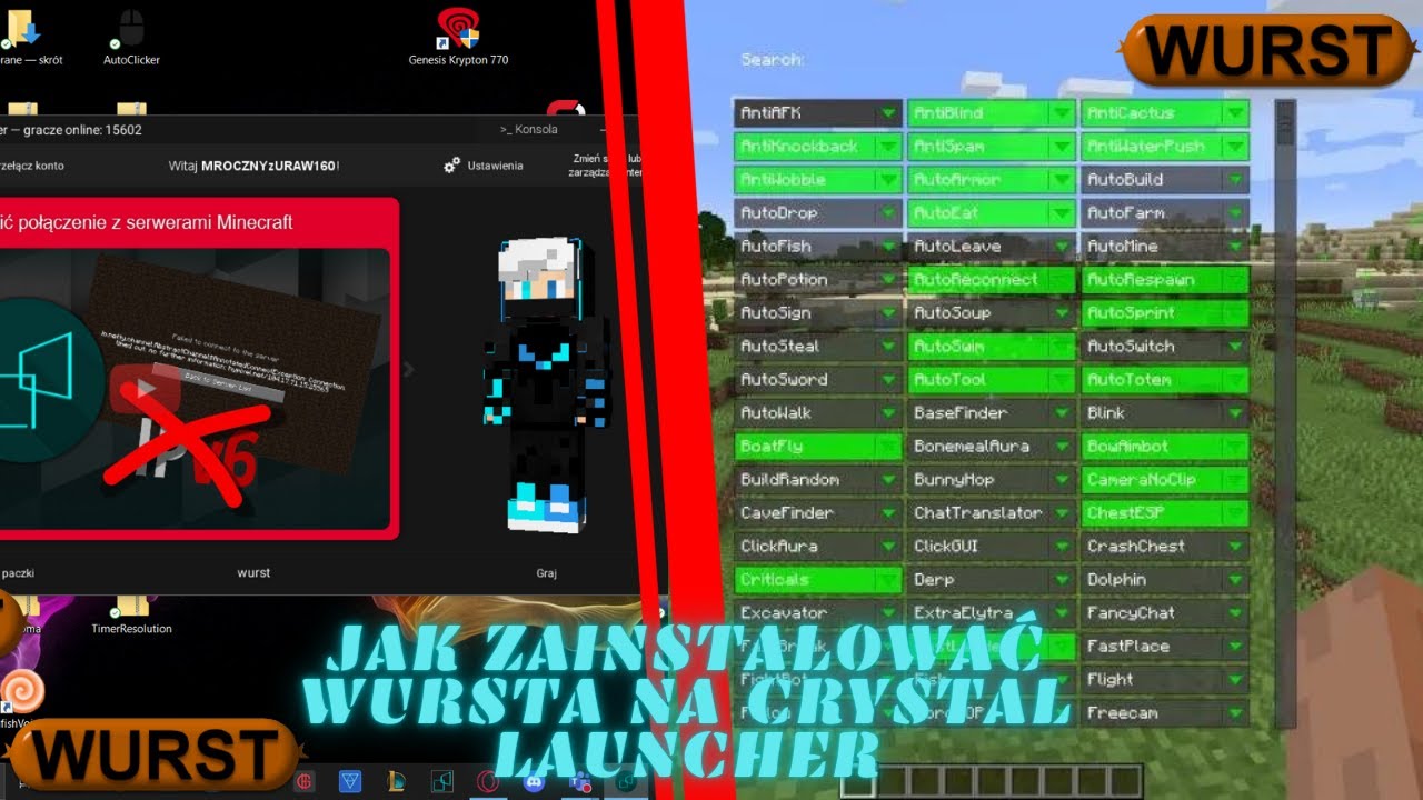 Jak zainstalować wursta do Crystal Launcher