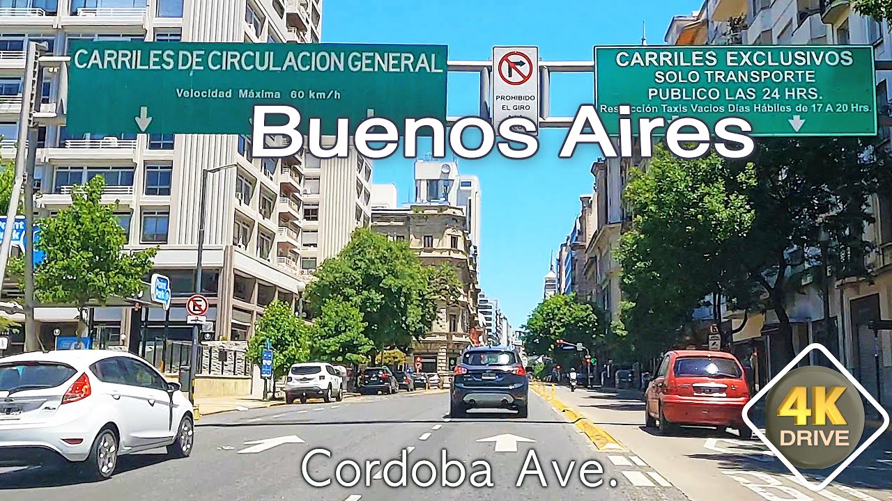 4K DRIVE Buenos Aires ARGENTINA CORDOBA Avenue 4k video VLOG