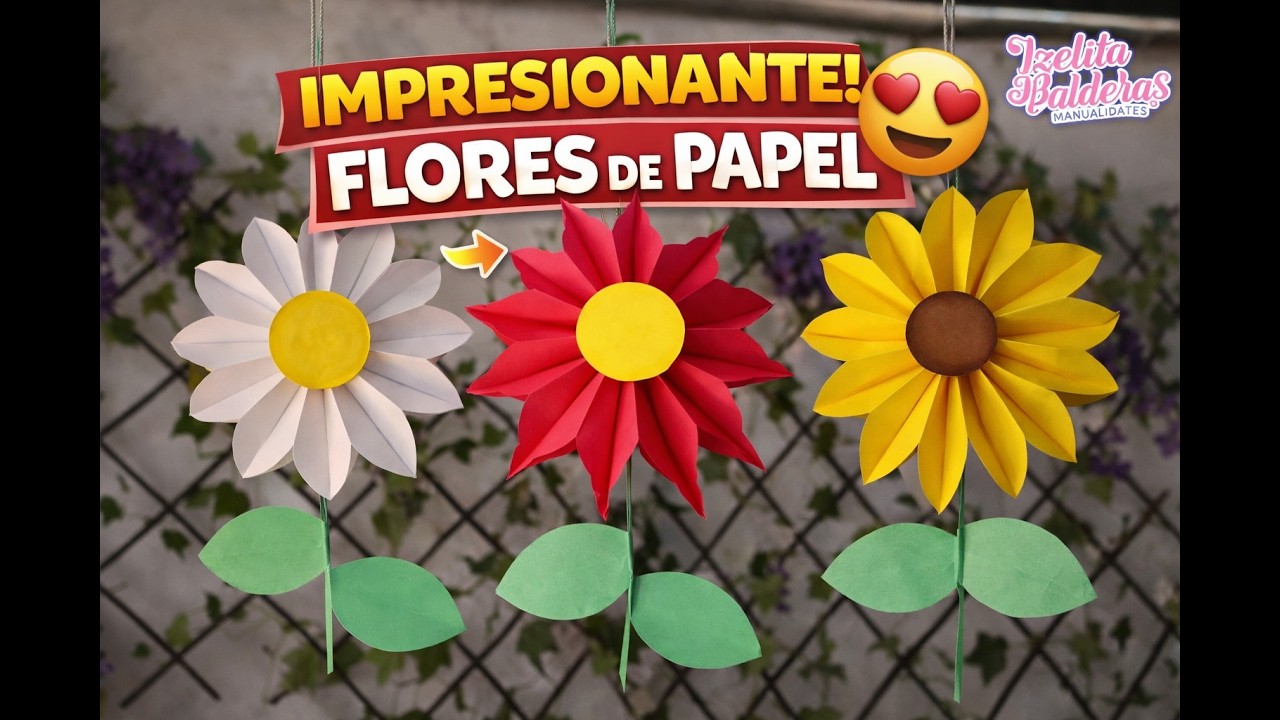 Flores colgantes de papel para primavera | Idea rápida y bonita