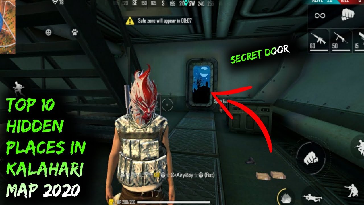 Top 10 Hidden places in Kalahari Map Free Fire || Top 10 hidden places in Kalahari Map