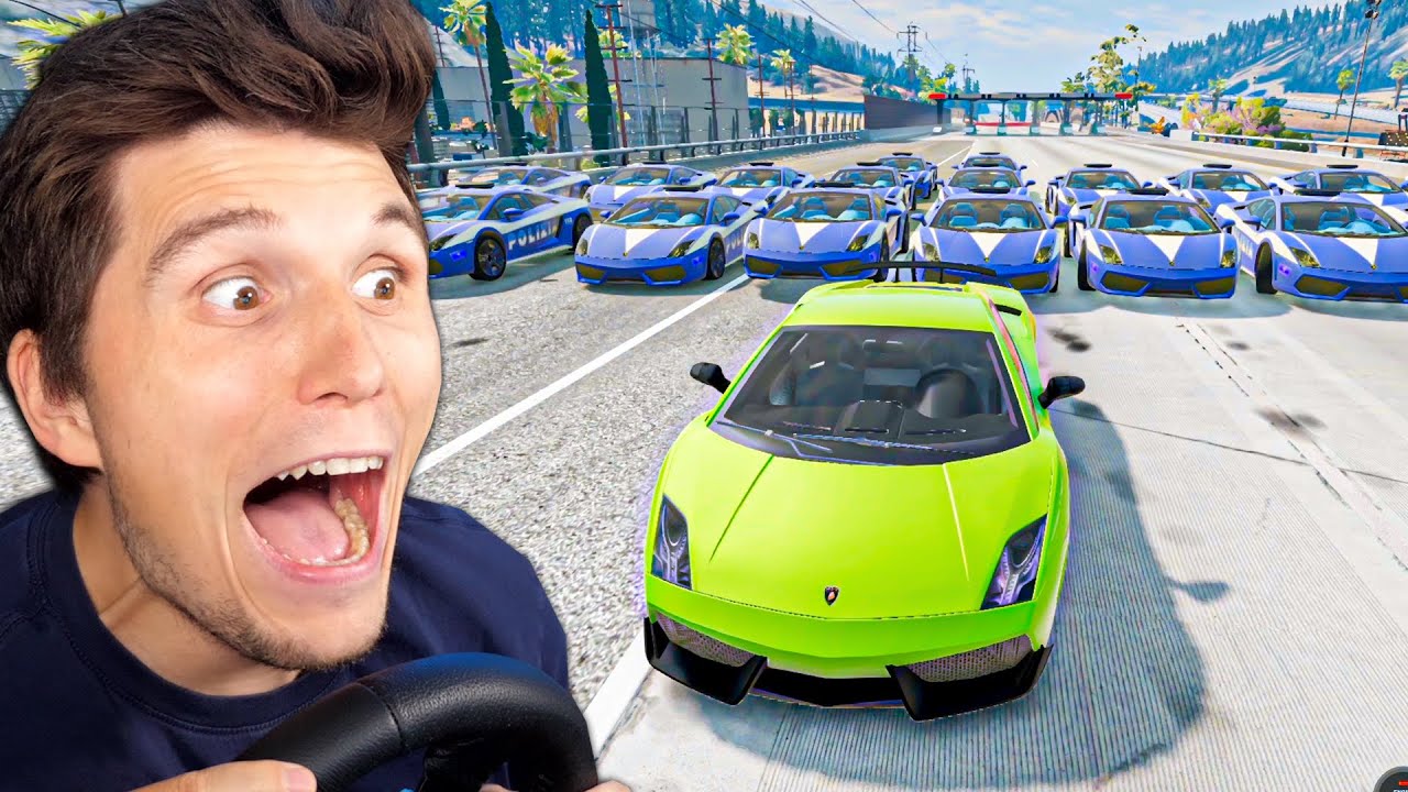 1 Lamborghini gegen 20 Polizei-AUTOS! | BeamNG