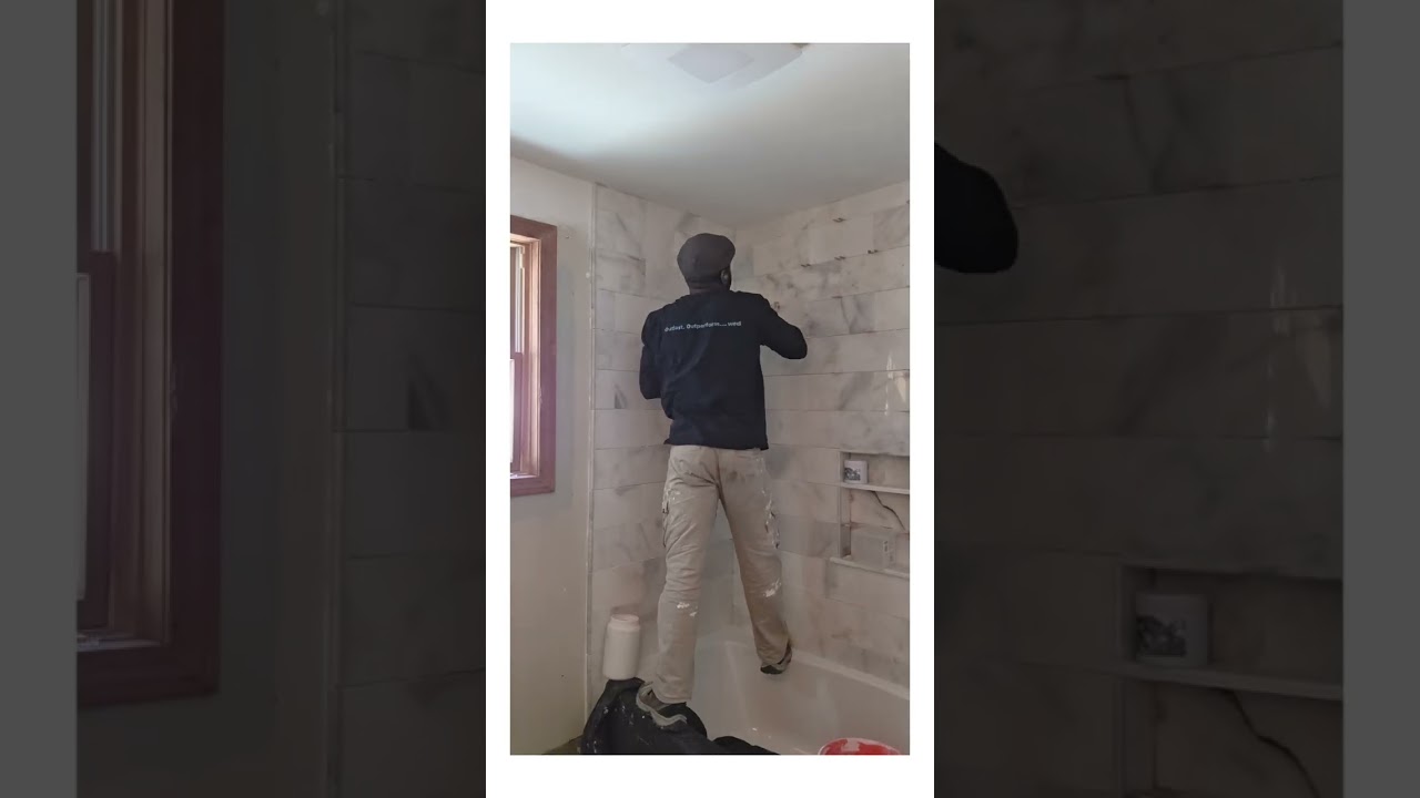 6x12 marble tiles installation (tubsurround)
