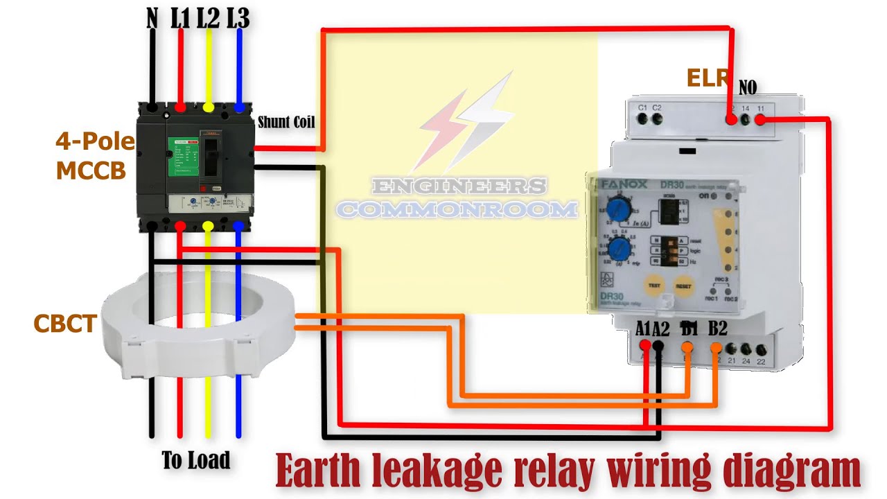 Earth leakage relay diagram | Engineers CommonRoom ।Electrical Circuit Diagram