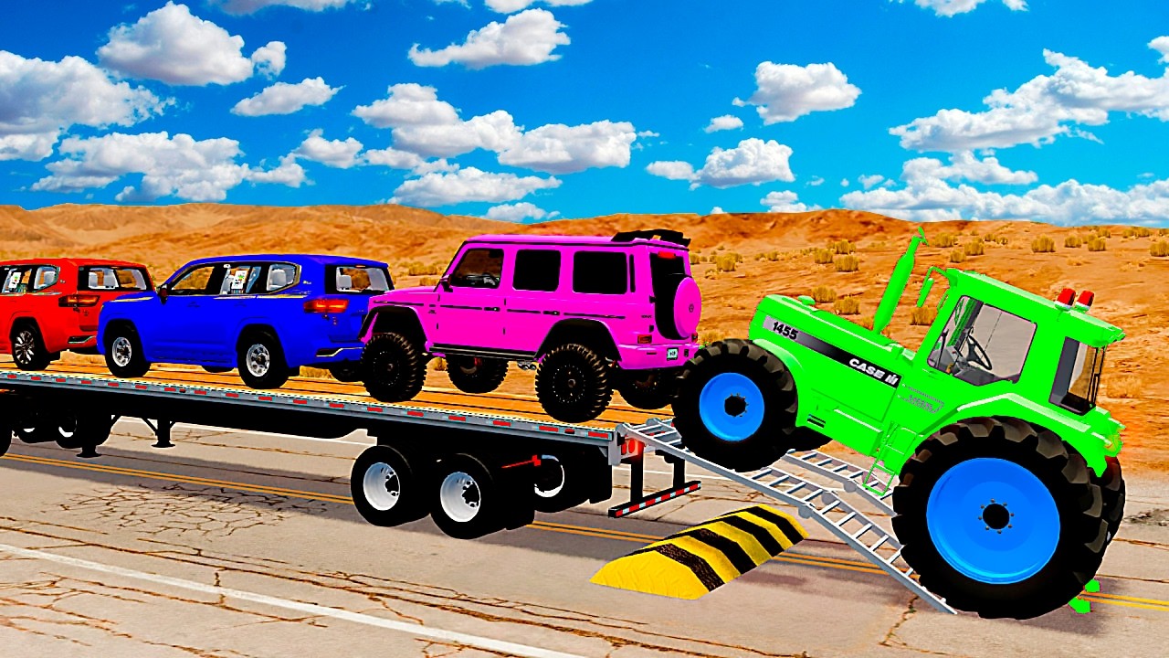 Flatbed Truck Mcqueen | Transportation with Truck - Pothole vs Car #12 - BeamNG.Drive