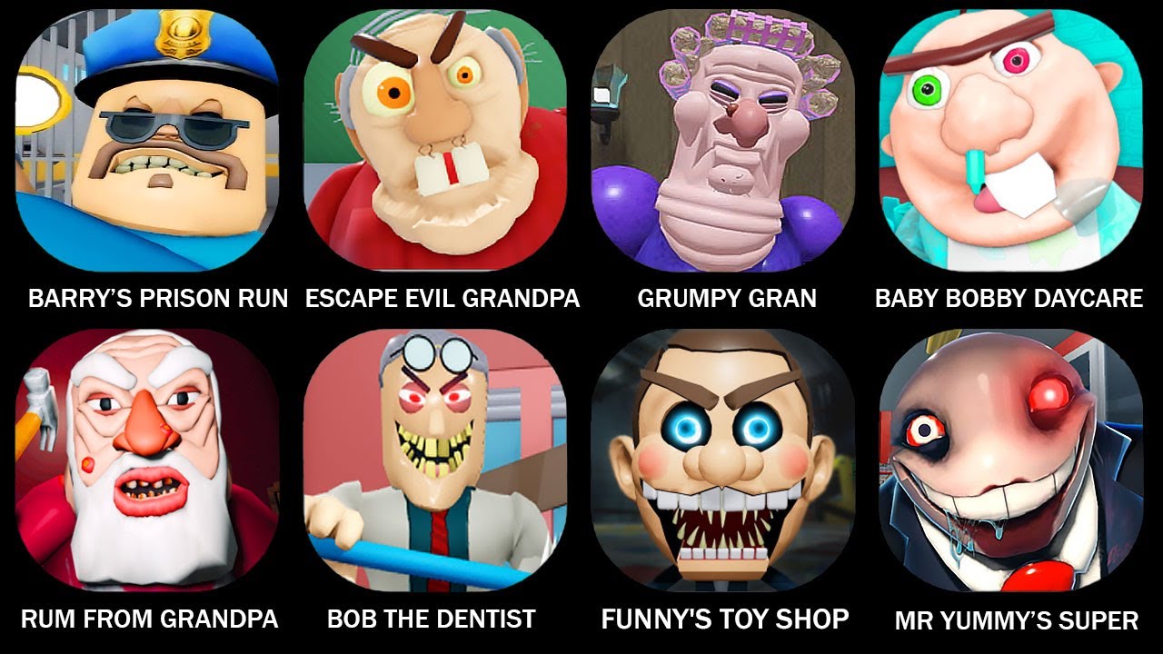 ROBLOX: BARRY'S PRISON RUN, ESCAPE EVIL GRANDPA, GRUMPY GRAN(SCARY OBBY), BABY BOBBY DAYCARE#roblox