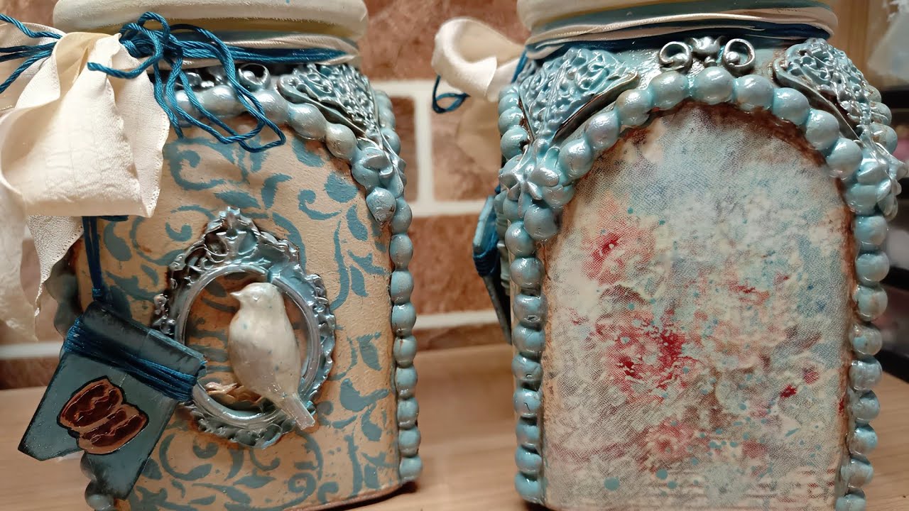DIY vintage jars with decoupage for beginners #decoupage #diy #beforeandafter 