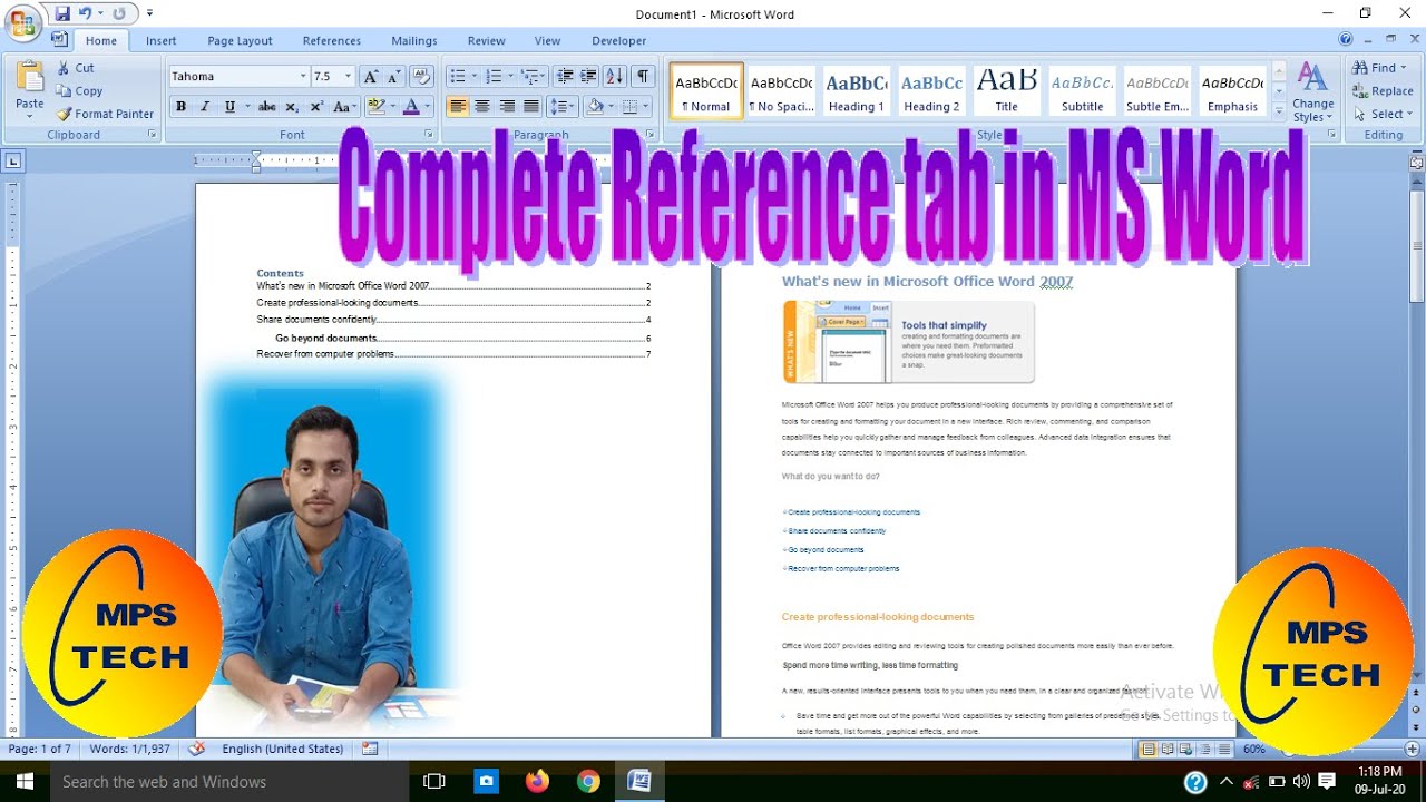 Complete reference tab in MS Word