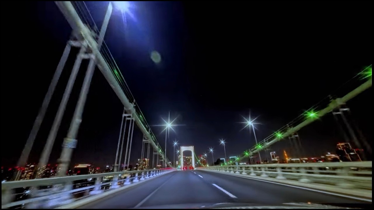 【4K】東京夜景ドライブ🌃/車内走行音のみ/銀座✨レインボーブリッジ🌈