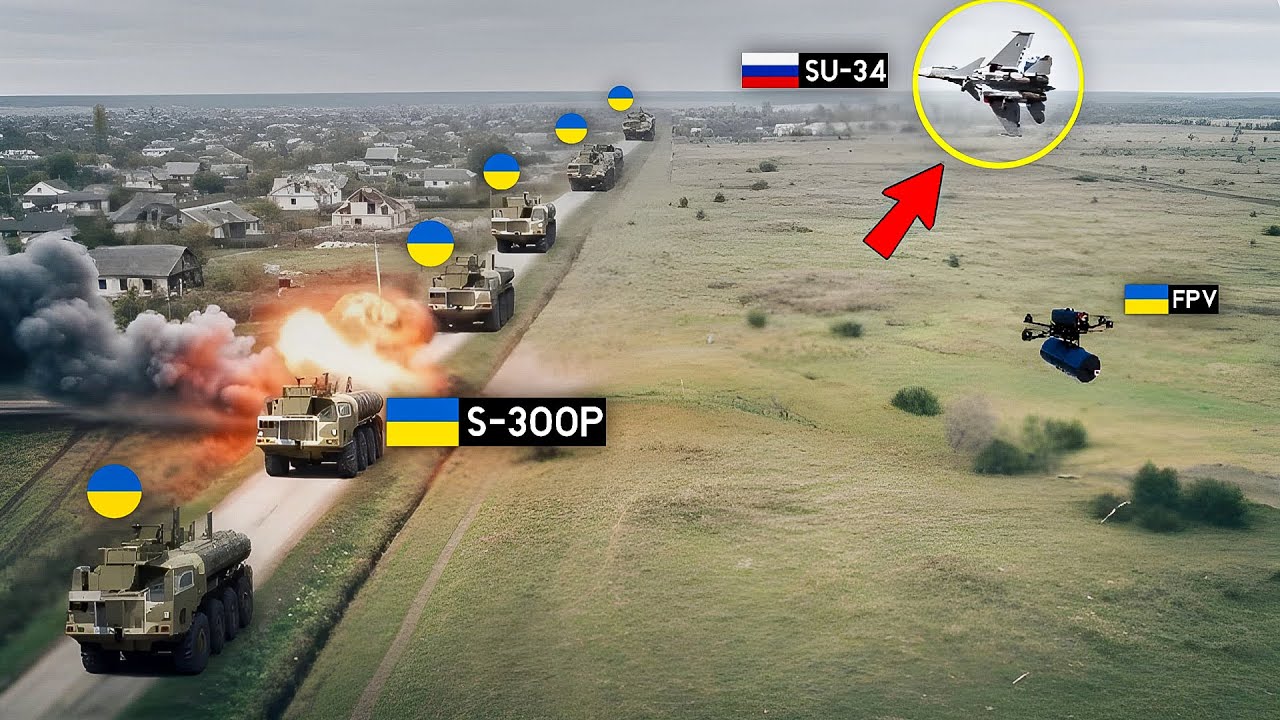 Украинский беспилотник FPV сбил российский Су-34 после атаки