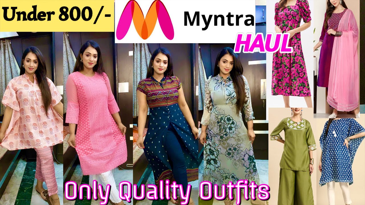 Trendy SUMMER Myntra, Haul under 800 Rs./ Try on haul -chikankari kurti, kurti set, dresses, kaftan